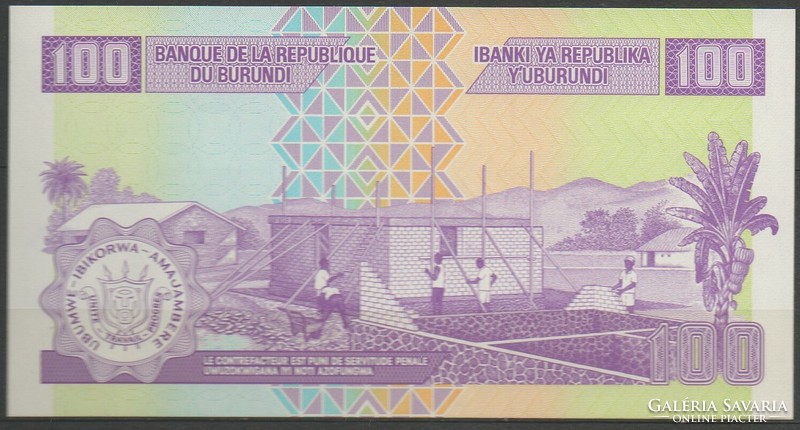 D - 066 - foreign banknotes: 2011 Burundi 100 francs unc