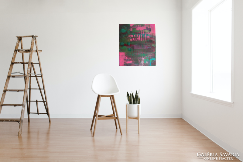 Pink Walls 55cmx46cm egyedi kortárs abstract vászonkép
