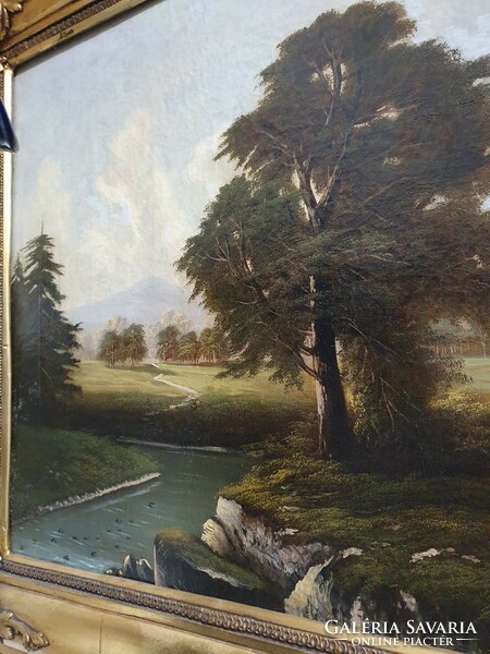 Beautifully painted romantic landscape, very good quality. It has no signature. Oil on canvas. 90X75
