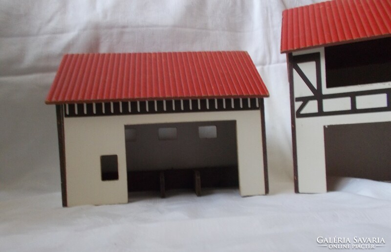 Village doll's house, farm house, barn, corral, pig, human figure