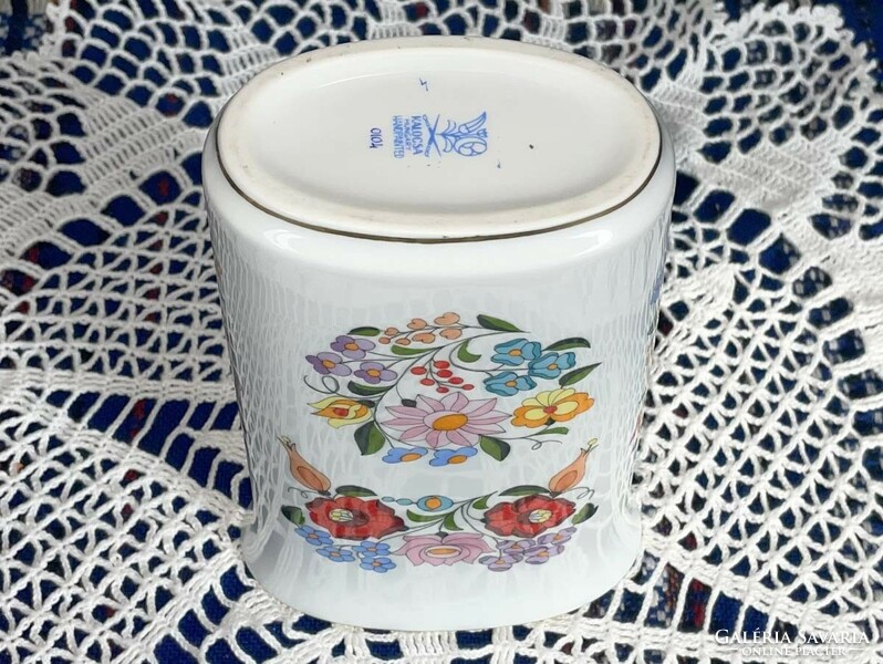 Kalocsa porcelain vase - 19 cm oval Kalocsa patterned porcelain vase