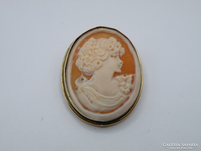 Uk0159 gold plated silver cameo pendant brooch