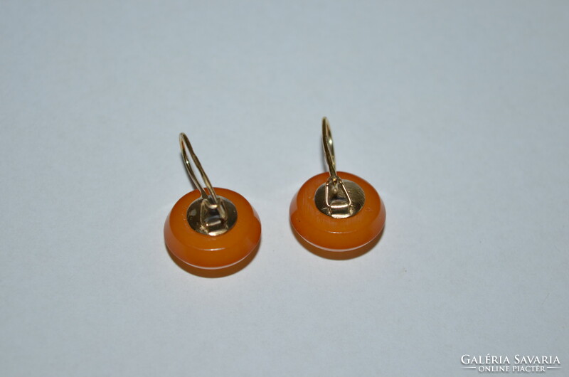 Gold-plated silver amber earrings