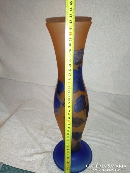 Galle vase with beautiful colorful flower pattern, 42 cm high