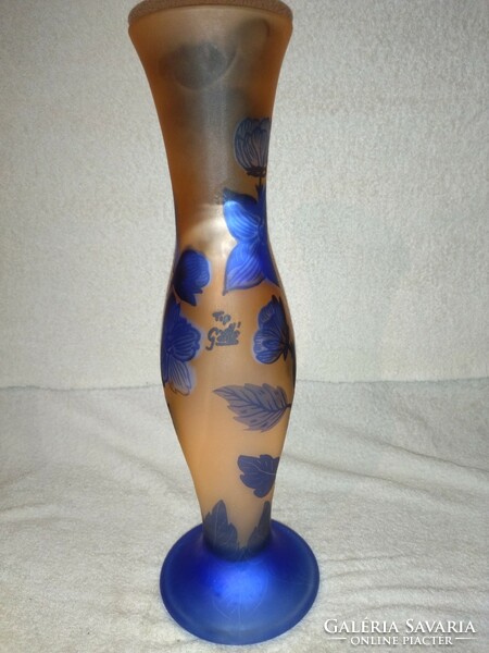 Galle vase with beautiful colorful flower pattern, 42 cm high