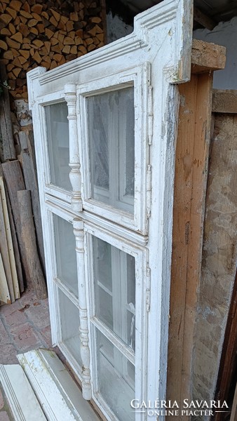 Beautiful antique peasant window with casement, 6-window double