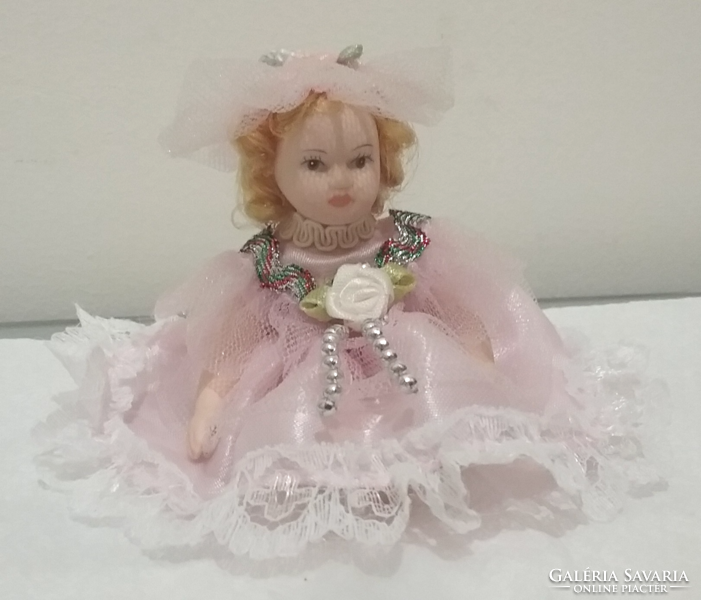 Antique porcelain little girl, doll 9 cm