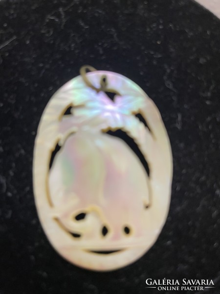 Beautiful genuine vintage mother-of-pearl carved openwork pendant