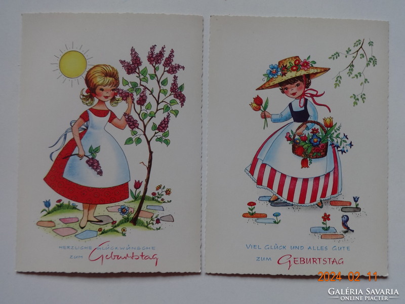 Two beautiful German graphic birthday cards together