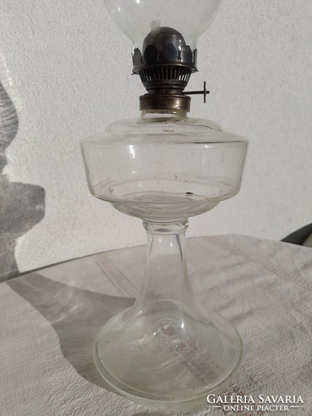 Blown glass kerosene table lamp, flawless, 45 cm high