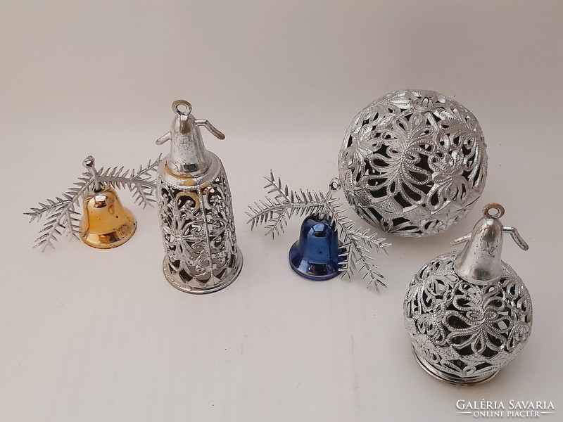 Retro plastic Christmas tree ornament with lace, soda bottle, soda bottle, sphere, 5 pcs in one