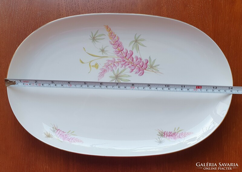 Bavaria German porcelain serving plate with floral pattern on plate with golden edge