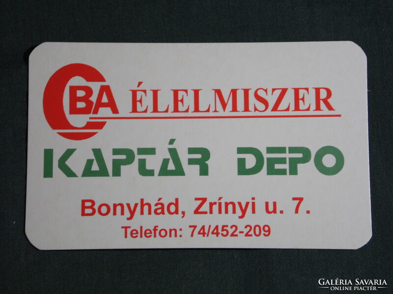 Kártyanaptár, CBA élelmiszer üzlet, Kaptár Depó, Bonyhád , 2001, (6)