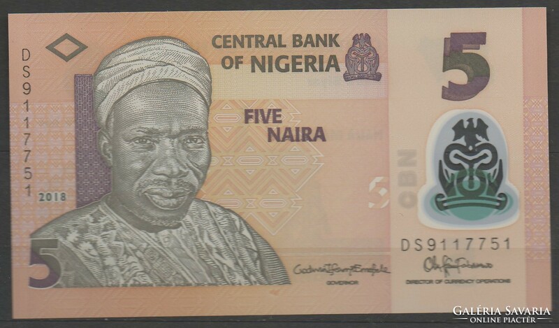D - 074 -  Külföldi bankjegyek:  2018 Nigéria 5 naira UNC