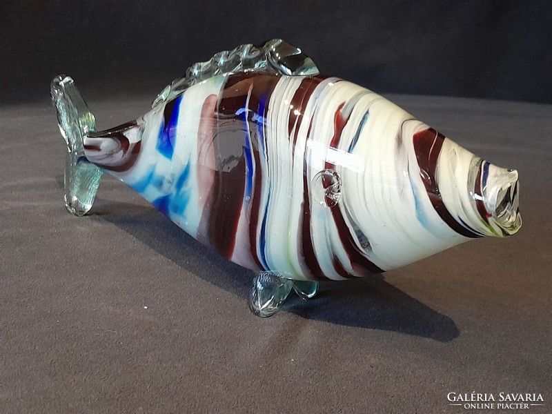 Beautiful old Czech glass fish 30 cm long, 13 cm high.