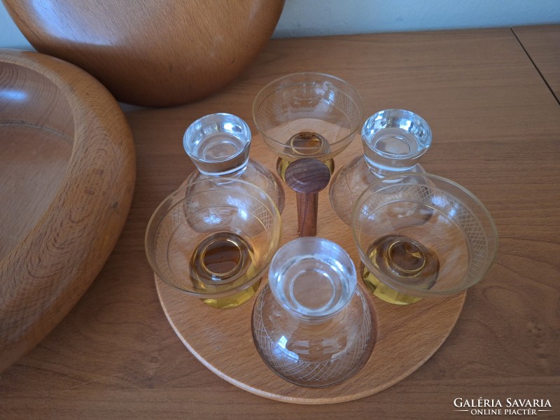 Set of liqueur glasses in a wooden box