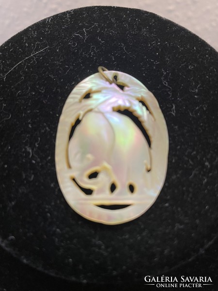 Beautiful genuine vintage mother-of-pearl carved openwork pendant