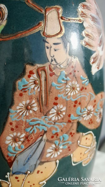 Satsuma table kerosene vase lamp, xix. Century, hand painted, 68 cm high