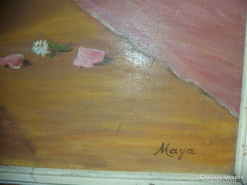Signos still life painting, oil on canvas, 61x51/71x61 cm, nice frame