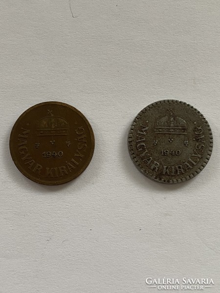 2 pieces of 2 pence 1940, one iron, the other bronze Hungarian kingdom