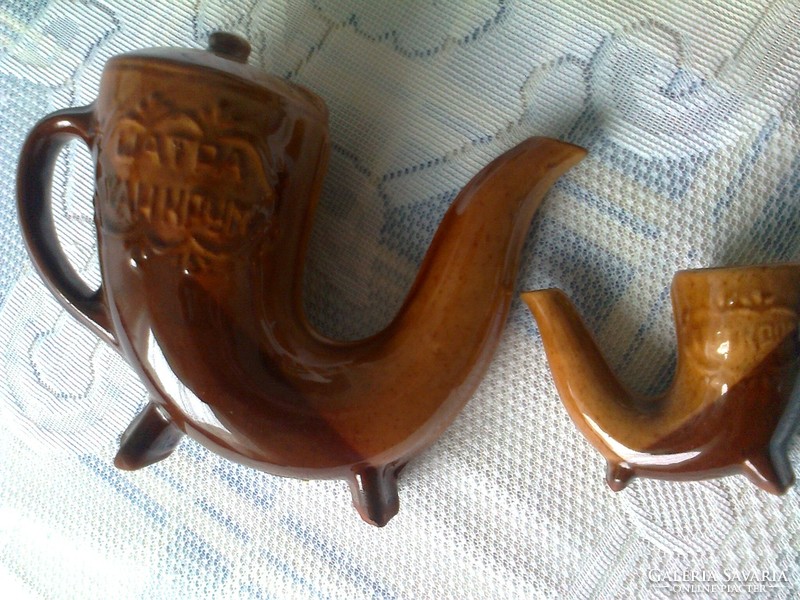 Ceramic brandy set in the shape of a pipe
