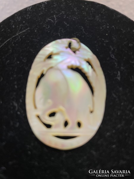 Beautiful genuine vintage mother-of-pearl carved openwork pendant