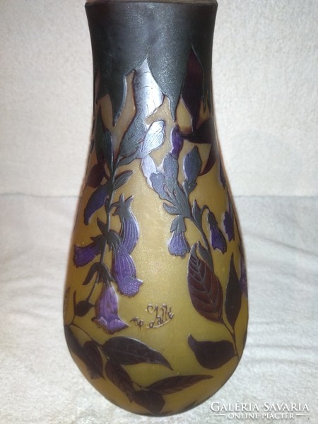 Large heavy beautiful colorful flower pattern galle vase 36 cm high