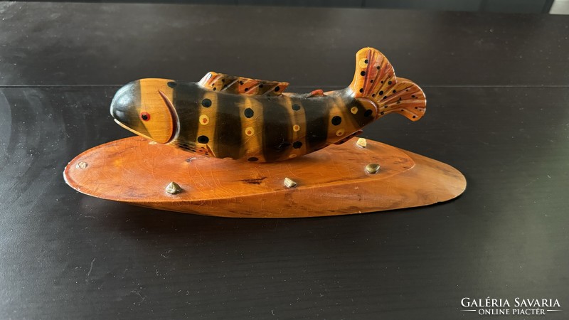 Wooden ornamental fish with base