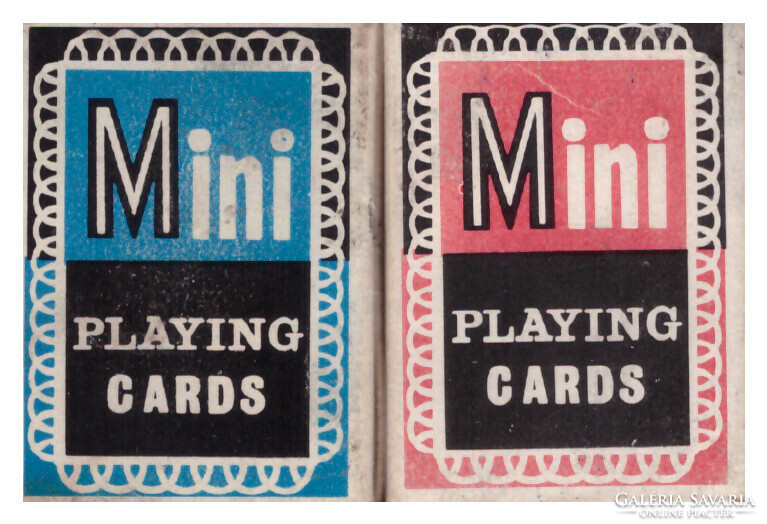 295. Mini card international card picture playing card factory 2 x 52 cards + 2 jokers around 1970 29 x 41 mm