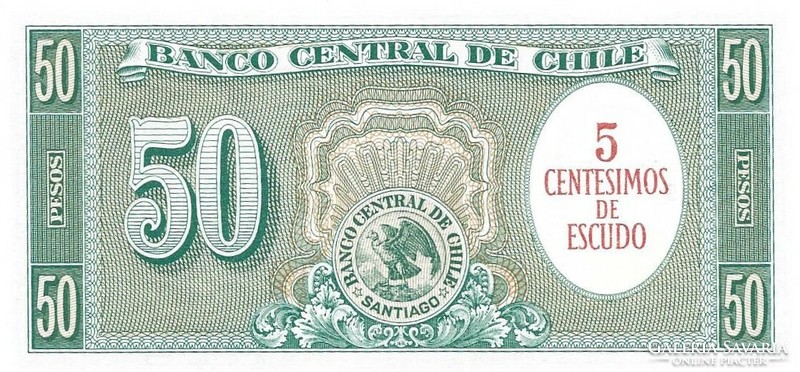 5 centesimos felülbélyegezve az 50 pesoson 1961 Chile UNC