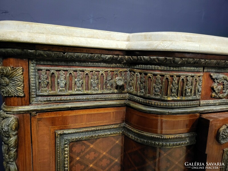 xvi. Louis-style large chest of drawers with a serving marble top