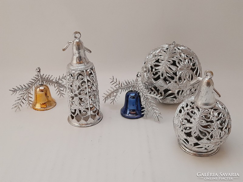 Retro plastic Christmas tree ornament with lace, soda bottle, soda bottle, sphere, 5 pcs in one