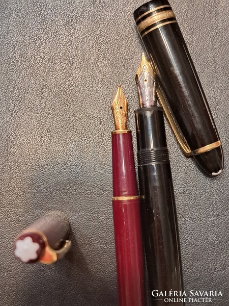Eredeti Montblanc tollak, arany tollheggyel. Két töltőtoll + kézi készítésű Montblanc tok