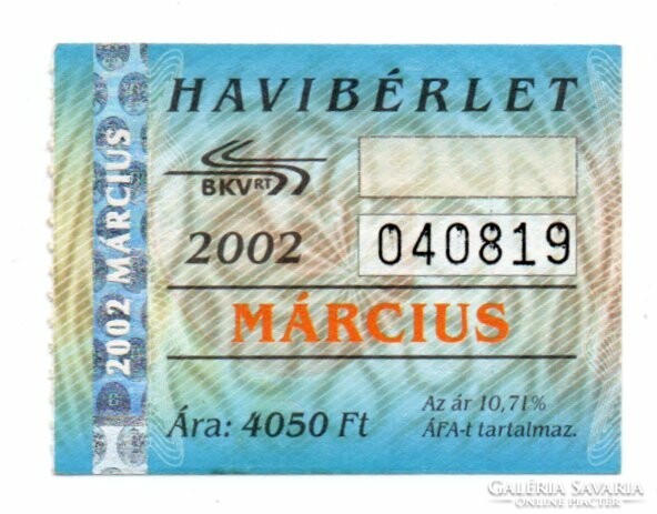 BKV  Bérlet   2002   Március