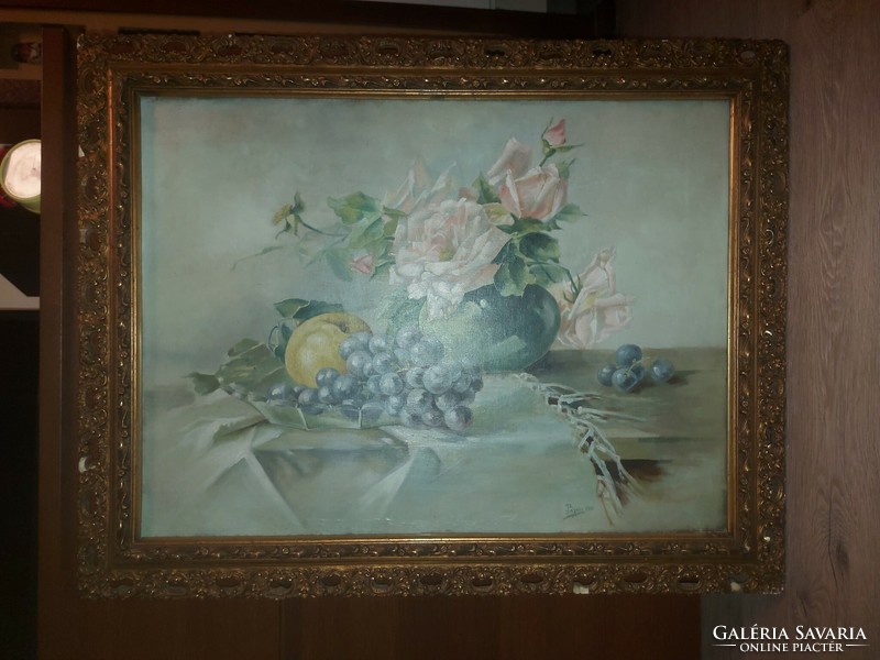 Pipi(n) 1900, sign still life painting, oil, canvas, 60x45/71x56 cm
