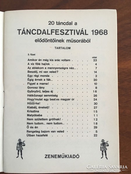 Mrt dance song festival: 20 dance songs from the program of the 1968 semi-finals of the dance song festival 1./3. Booklet