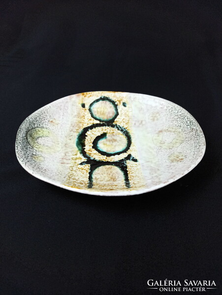 Marked rare applied art ceramic wall plate _zsuzsa Györgyey