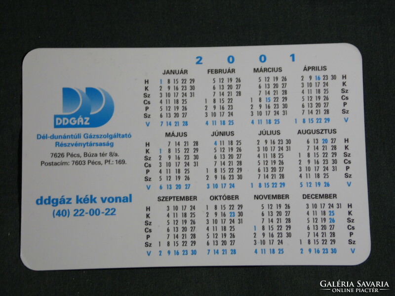 Card calendar, ddgáz, millennium days, gas supplier Pécs, 2001, (6)