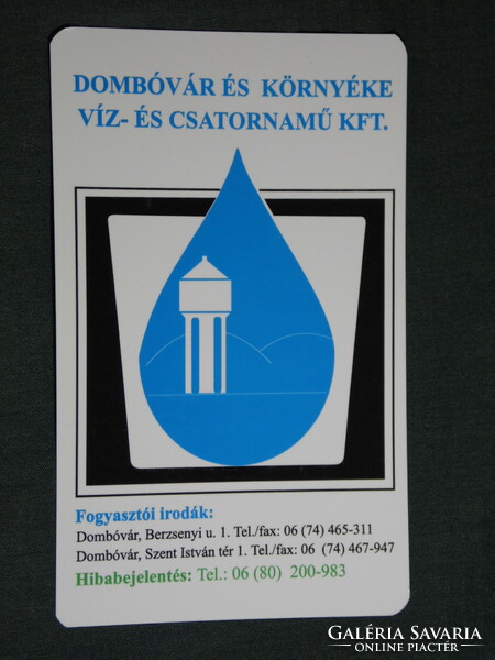 Kártyanaptár, Dombóvár és környéke víz csatornamű Kft., grafikai rajzos, 2001, (6)
