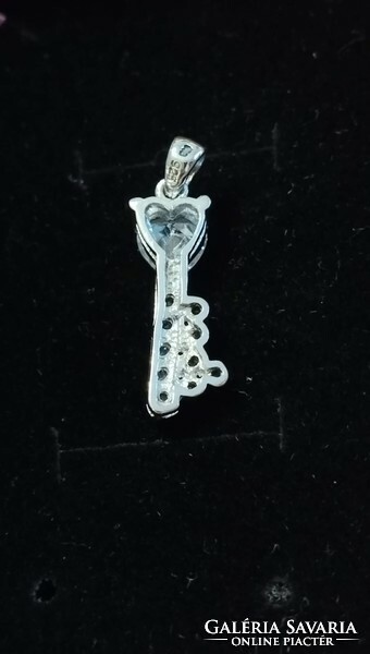 Silver key pendant with heart