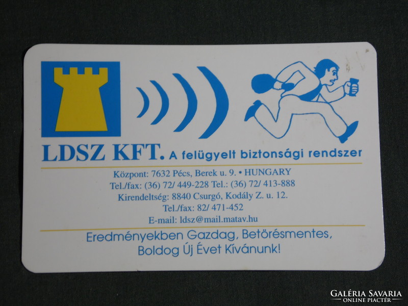 Kártyanaptár, LDSZ Kft, biztonsági rendszerek, kiépítés, felügyelet, Pécs, grafikai rajz , 2001, (6)
