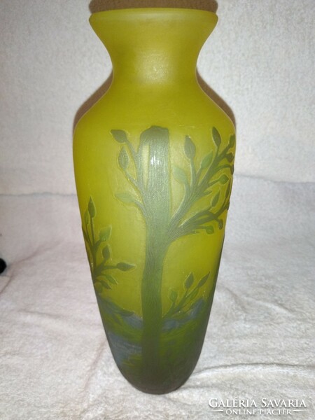 Beautiful colorful peacock pattern galle vase 33 cm high