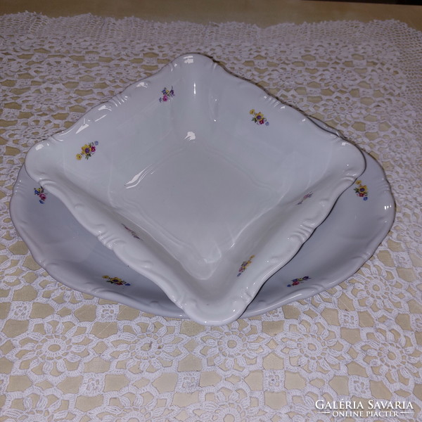 Zsolnay small flowered, porcelain centerpiece, offering bowls