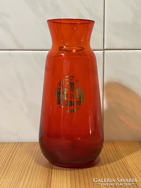 Bohemia red scenic glass vase