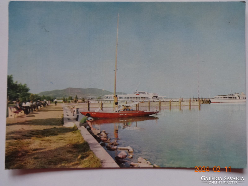 Old, retro postcard: Badacsony, port (1967)