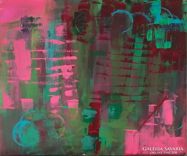 Pink walls 55cmx46cm unique contemporary abstract canvas picture