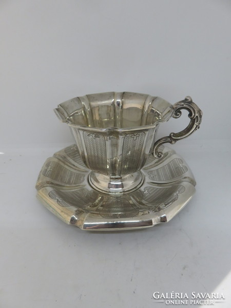 13 latos bécsi antik ezüst csésze a hozzá tartozó aljjal. 1860