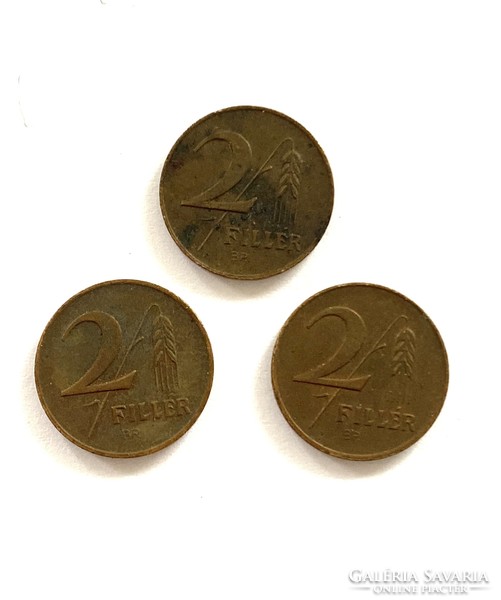 3 Pieces 2 fils 1947 Hungarian state change money bronze
