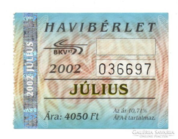 BKV  Bérlet   2002   Július