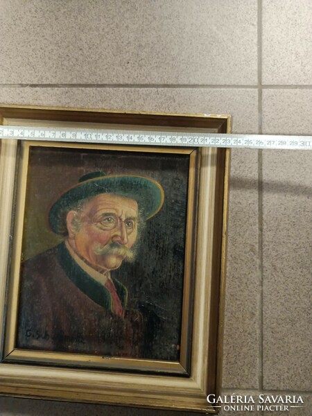 Portré Olaj festmény fa technikára nem beazonosított szignóval